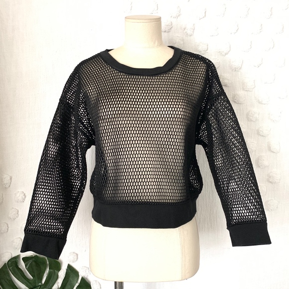 GOOD AMERICAN WARRIOR SHEER FISHNET CROP TOP - Picture 2 of 6